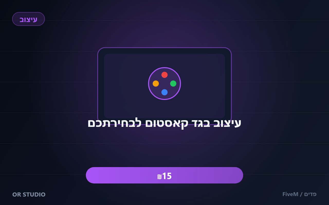 עיצוב בגד קאסטום לבחירתכם — עיצוב בגד ייחודי לפי בחירתכם — לוגו, צבעים, דרגות וסגנון מותאם לשרת.